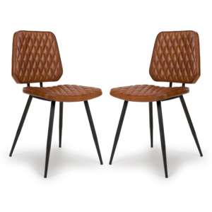 Allen Tan Genuine Buffalo Leather Dining Chairs In Pair - UK