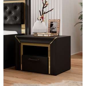 Allen Wooden Bedside Cabinet With 1 Drawer In Black - UK