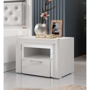 Allen Wooden Bedside Cabinet With 1 Drawer In White - UK