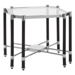 Allessa Clear Glass End Table With Black And Silver Frame - UK