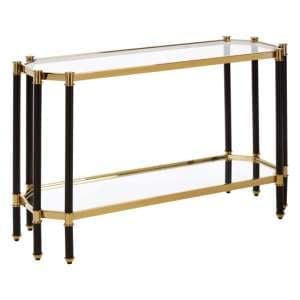 Allessa Clear Glass Console Table With Black And Gold Frame - UK