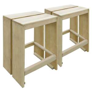 Allie Outdoor Green Impregnated Wooden Bar Stools In A Pair