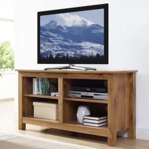 Allston Reclaimed Wood TV Stand With 2 Shelves In Natural - UK