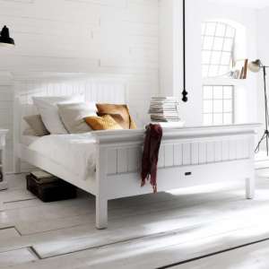 Allthorp Wooden King Size Bed In Classic White - UK