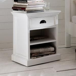 Allthorp Solid Wood Bedside Table In White With 1 Drawer - UK