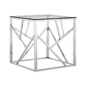 Alluras Clear Glass End Table With Silver Frame - UK