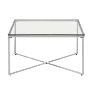 Alluras Clear Glass End Table With Silver Metal Frame