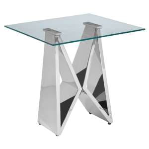 Alluras Clear Glass End Table With Silver Wing Metal Frame - UK