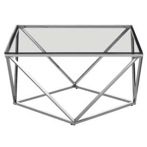 Alluras Large Clear Glass End Table With Twist Silver Frame
