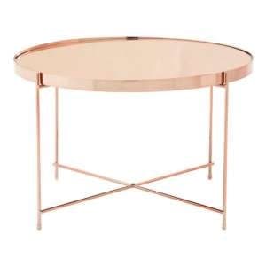 Alluras Large Pink Glass Side Table With Rose Gold Frame