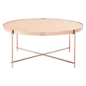 Alluras Pink Glass Coffee Table With Rose Gold Frame
