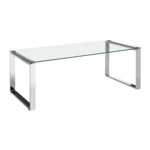 Alluras Rectangular Clear Glass Coffee Table With Silver Frame - UK
