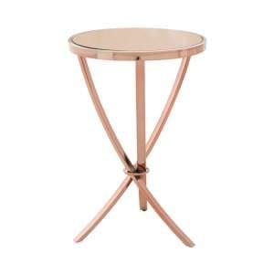 Alluras Round Glass Side Table In Rose Gold - UK