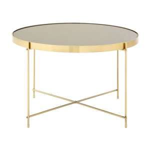 Alluras Round Large Black Glass Dining Table In Bronze Frame - UK