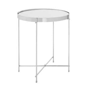 Alluras Round Small Black Glass Dining Table In Silver Frame