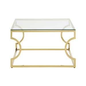Alluras Small Clear Glass Coffee Table With Curved Gold Frame
