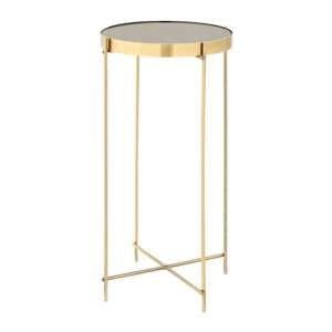 Alluras Tall Black Glass Side Table With Bronze Frame