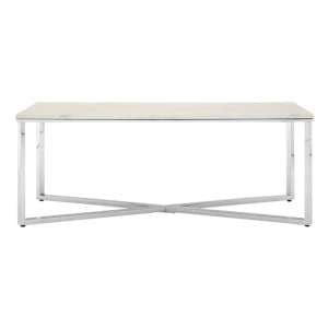 Alluras Coffee Table In Chrome With White Faux Marble Top   - UK