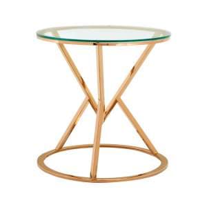 Alluras Corseted Round End Table In Rose Gold     - UK