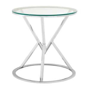 Alluras Corseted Round End Table In Silver     