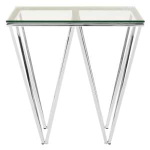 Alluras End Table In Chrome With Triangular Base     - UK