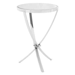 Alluras Pinched Side Table In Chrome With Mirrored Top