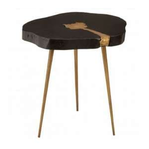 Almory Wooden Side Table In Black And Gold - UK