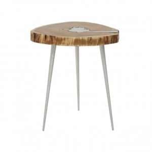 Almory Wooden Side Table In Natural And Silver - UK