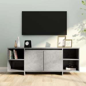 Aloha Wooden TV Stand With 2 Doors In Concrete Effect