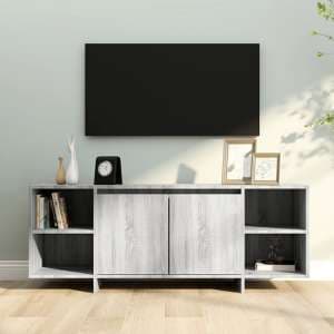 Aloha Wooden TV Stand With 2 Doors In Grey Sonoma Oak