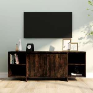 Aloha Wooden TV Stand With 2 Doors In Smoked Oak