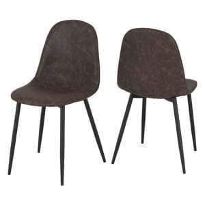 Alsip Brown Fabric Dining Chairs In Pair - UK