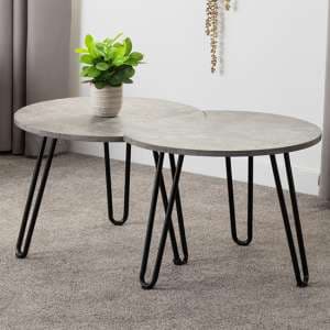Alsip Set Of 2 Wooden Coffee Tables In Concrete Effect - UK