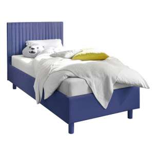 Altair Blue Fabric Small Double Bed With Stripes Headboard