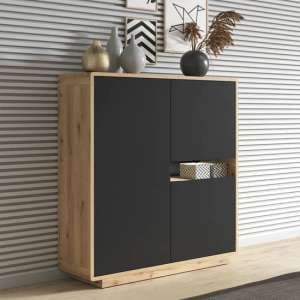 Altea Wooden Sideboard With 3 Doors In Torus Oak And LED - UK