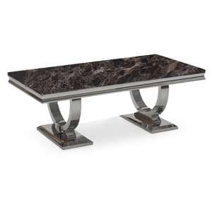 Alto Black Marble Coffee Table With Polished Circular Base - UK