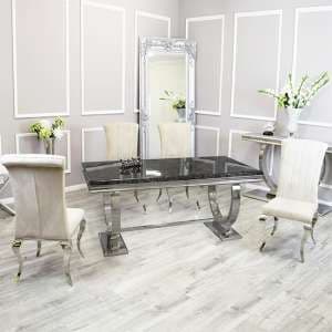 Alto Black Marble Dining Table With 8 North Cream Chairs - UK