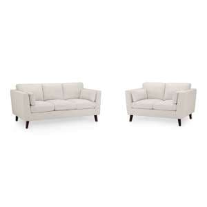 Alto Fabric 3+2 Seater Sofa Set In Beige With Wooden Legs - UK