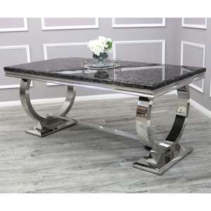 Alto Large Black Marble Dining Table With Polished Base