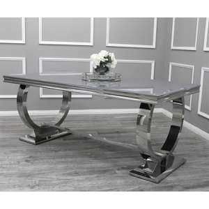 Alto Large Grey Glass Dining Table With Polished Base