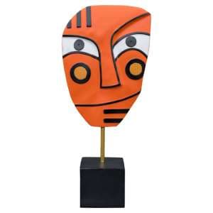 Alton Resin Abstract Face Art Sculpture In Orange - UK
