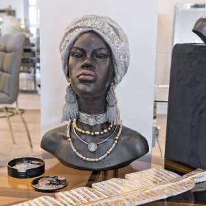 Alton Resin African Bust Large Sculpture In Antique Brown - UK