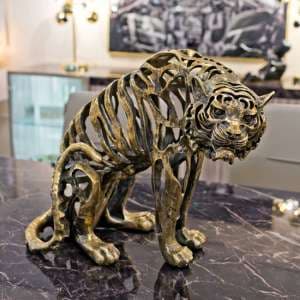 Alton Resin Hollow Tiger Sculpture In gold - UK