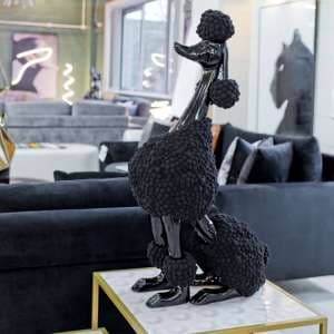 Alton Resin Pompom Poodle Sculpture In Black Gloss - UK