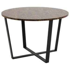Altoona Wooden Dining Table Round In Brown Marble Effect - UK