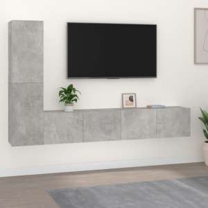 Alyria Wooden Living Room Furniture Set In Concrete Effect