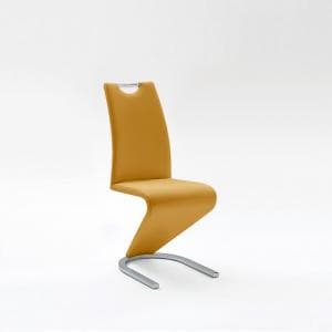 Amado Dining Chair In Curry Faux Leather With Chrome Base