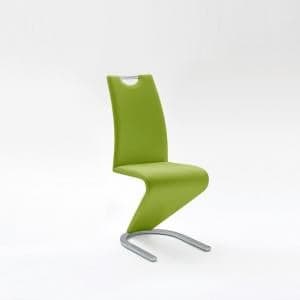 Amado Dining Chair In Lime Faux Leather With Chrome Base