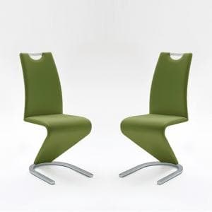 Amado Dining Chair In Olive Faux Leather In A Pair