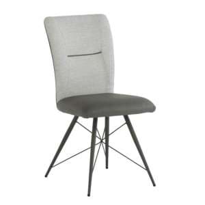Amalki Fabric And Pu Leather Dining Chair In Light Grey - UK